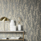 33209 Feathery Tree Natural Opulence Platinum Wallpaper By Galerie