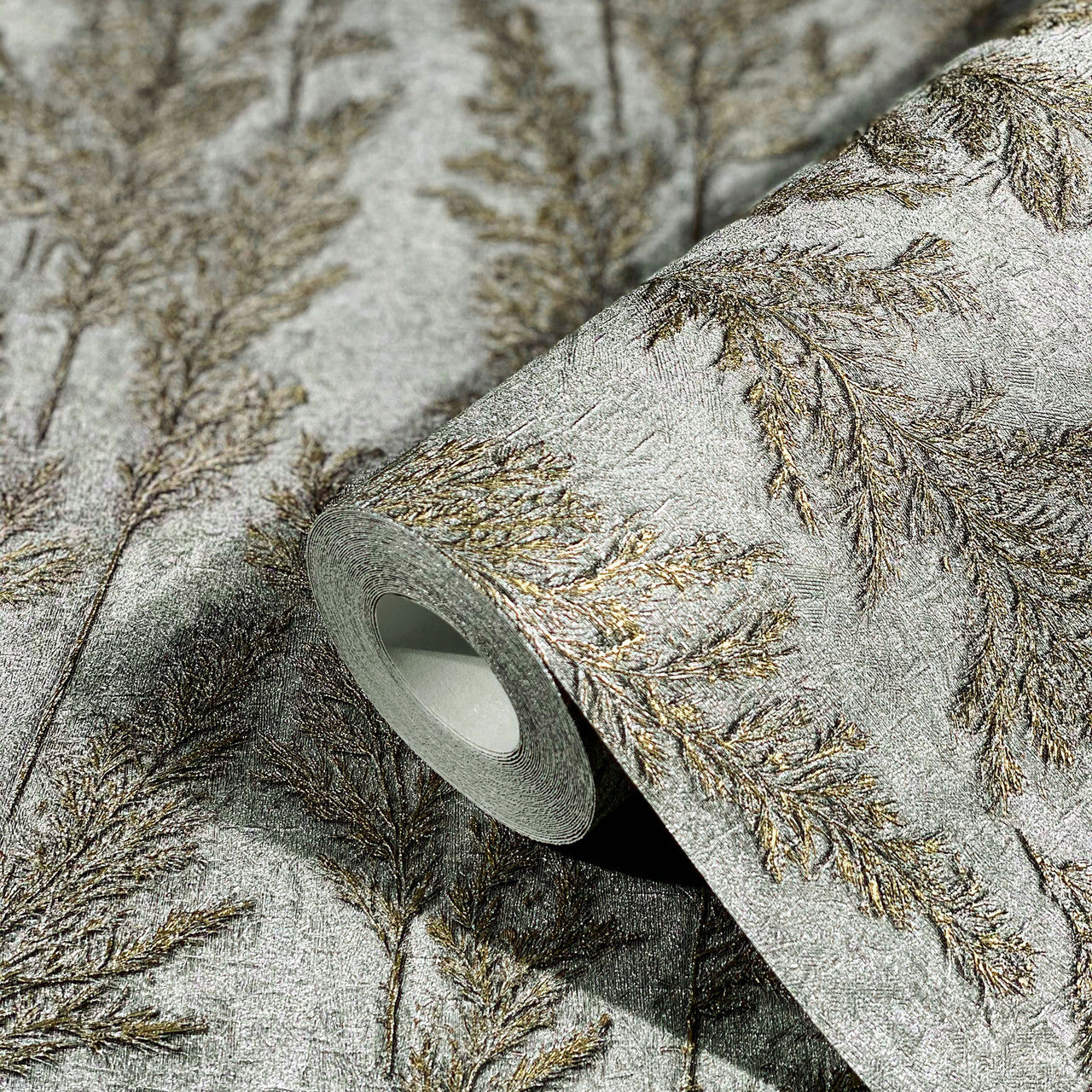 33212 Feathery Tree Natural Opulence Silver Wallpaper By Galerie