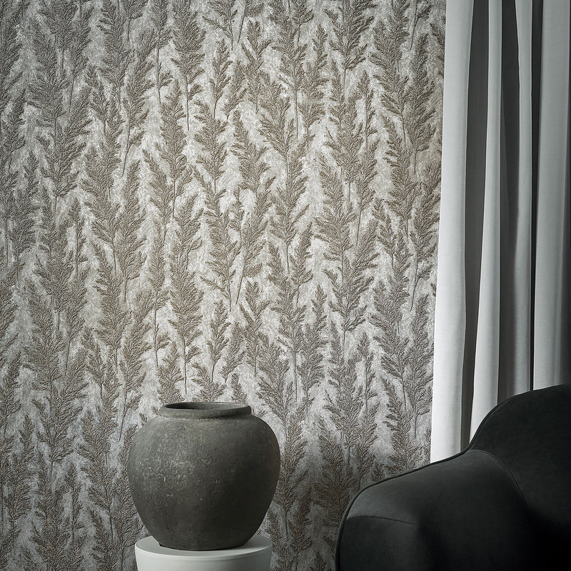 33212 Feathery Tree Natural Opulence Silver Wallpaper By Galerie