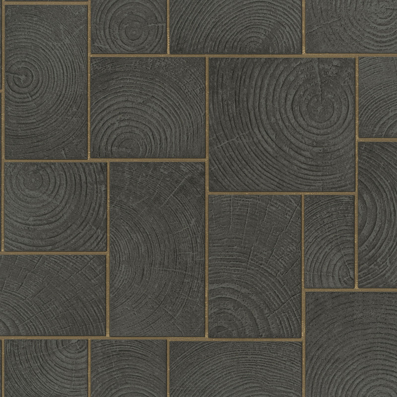 33223 Wood Block Natural Opulence Black Wallpaper By Galerie
