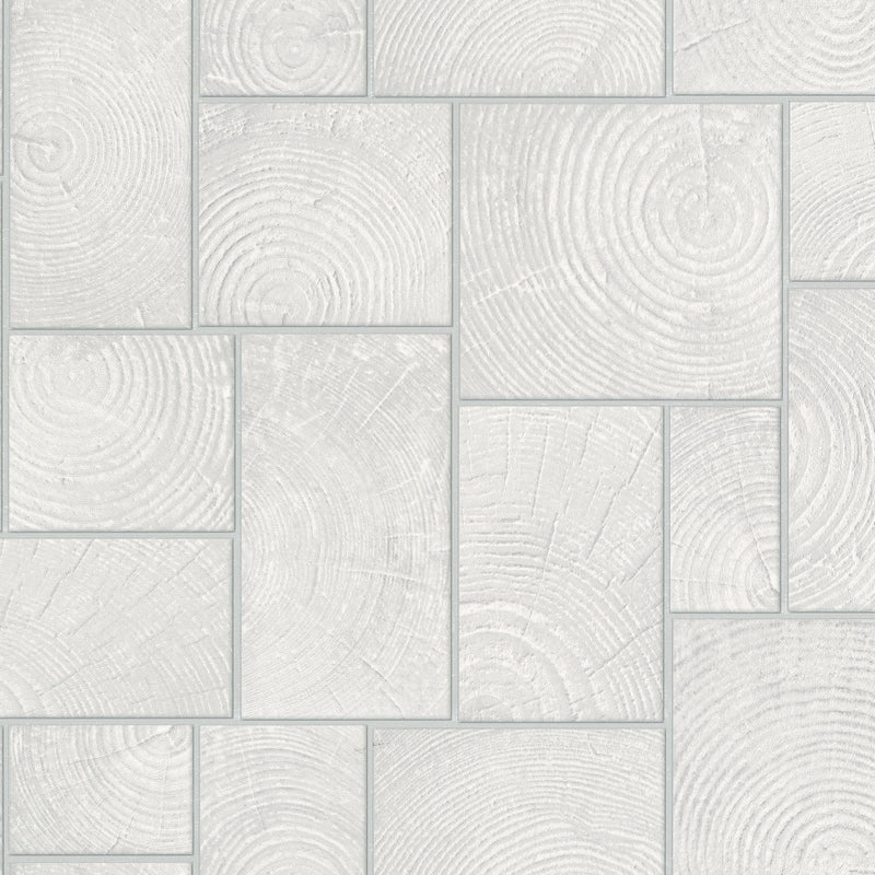 33226 Wood Block Natural Opulence White and Grey Wallpaper By Galerie