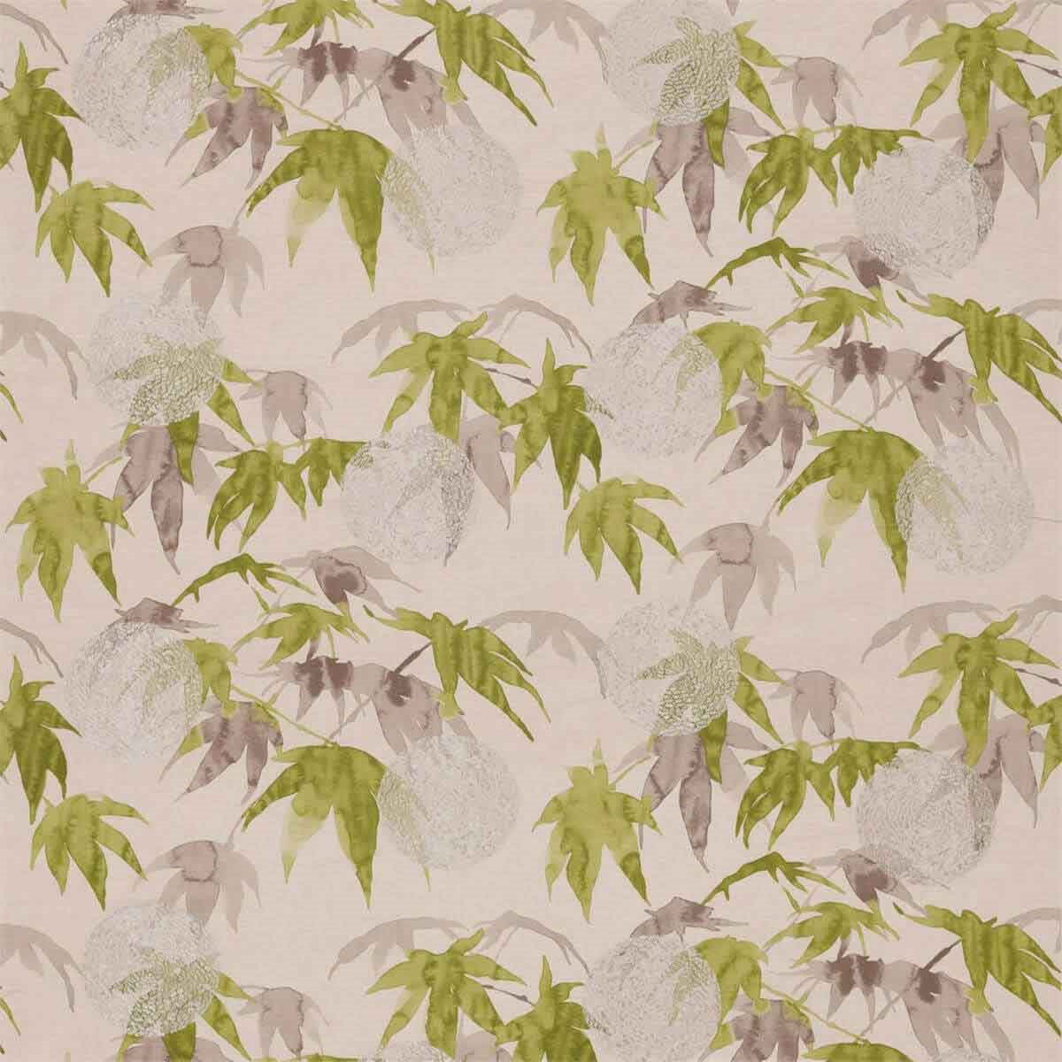332441 Acer Kensington Walk Platinum/Leaf Fabric by Zoffany