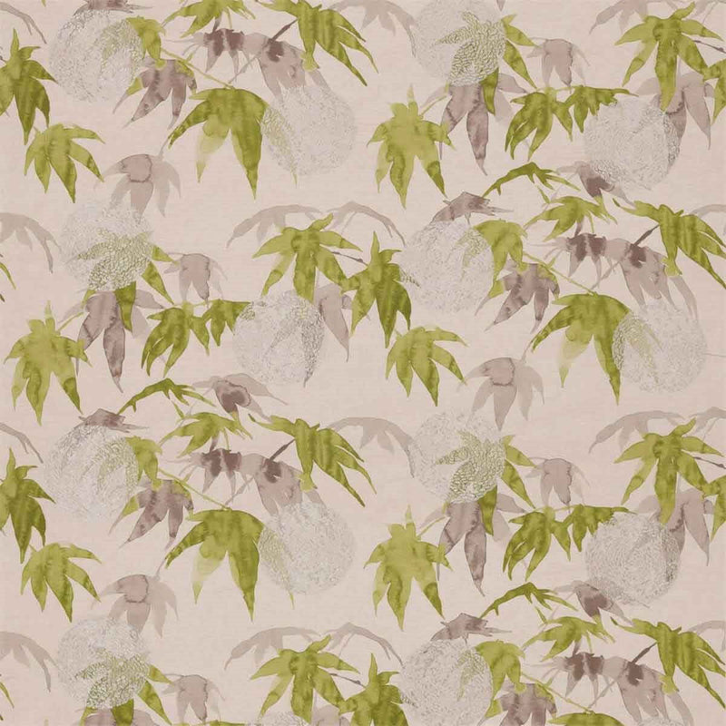 332441 Acer Kensington Walk Platinum/Leaf Fabric by Zoffany