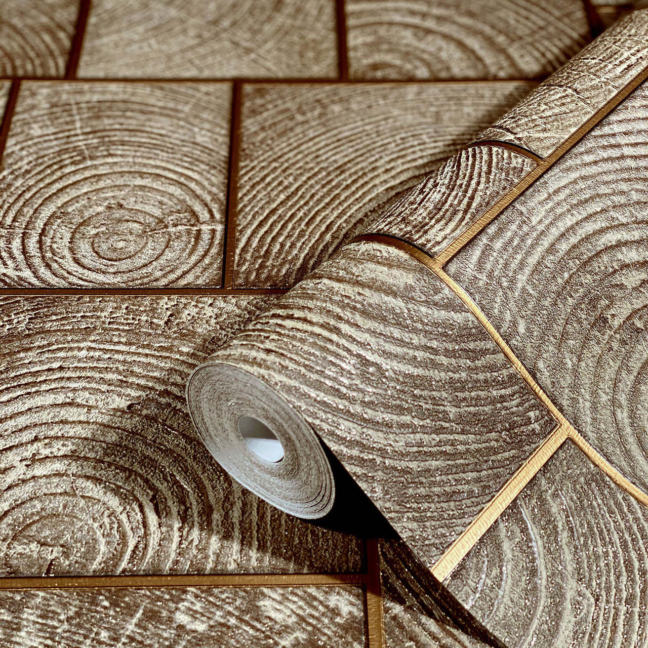 33251 Wood Block Natural Opulence Brown Wallpaper By Galerie