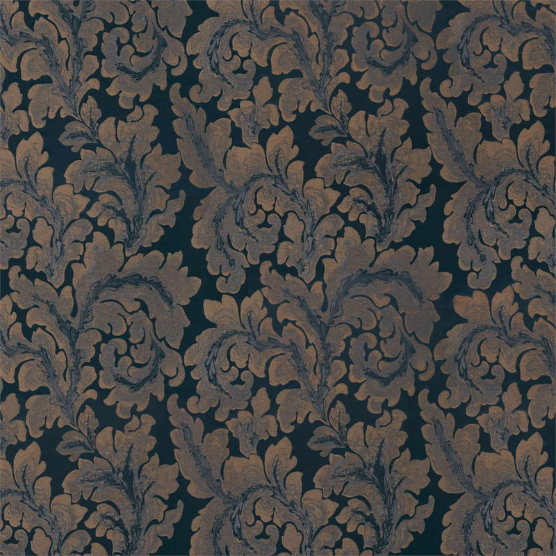 332879 Acantha Silk The Muse Prussian Blue Fabric by Zoffany