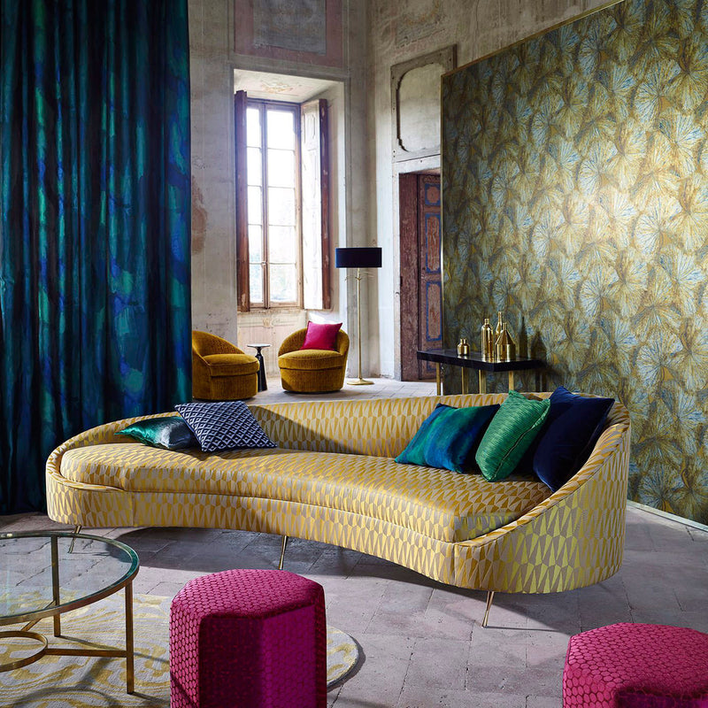 332899 Hepworth The Muse Blue Malachite Fabric by Zoffany