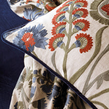 332968 Hardwick Crewel Darnley Sunstone/Indigo Fabric by Zoffany
