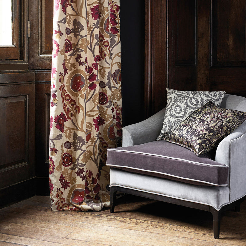 332969 Hardwick Crewel Darnley Antique Gold/Cinnabar Fabric by Zoffany