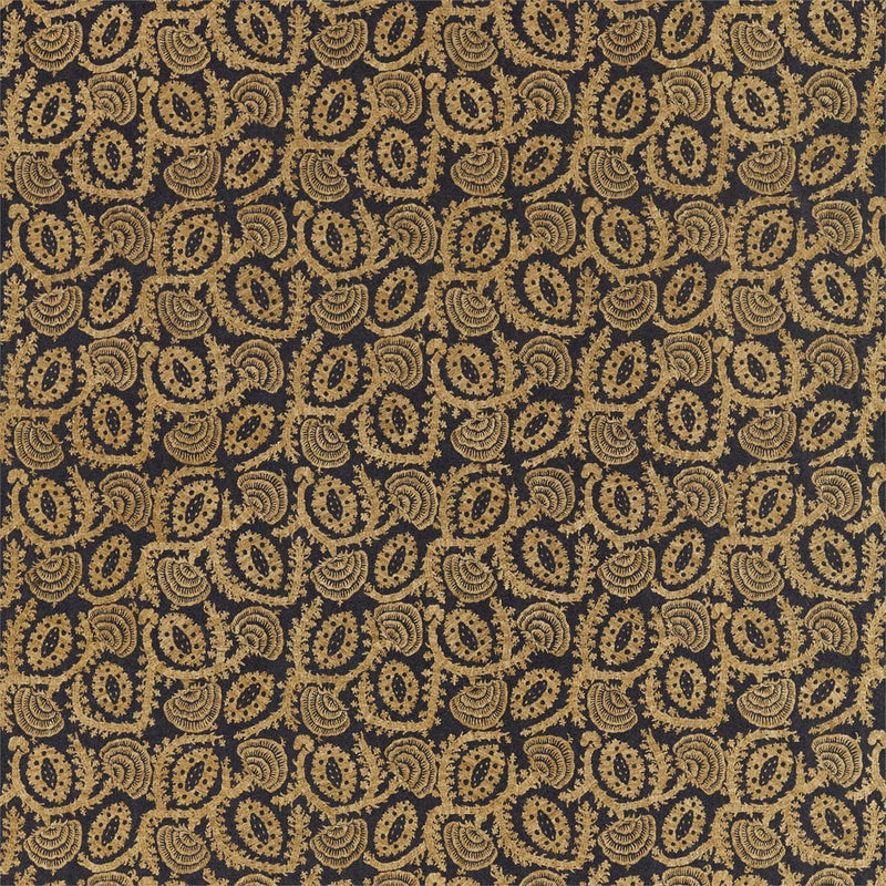322979 Suzani Embroidery Darnley Antique Gold/Vine Black Fabric by Zoffany