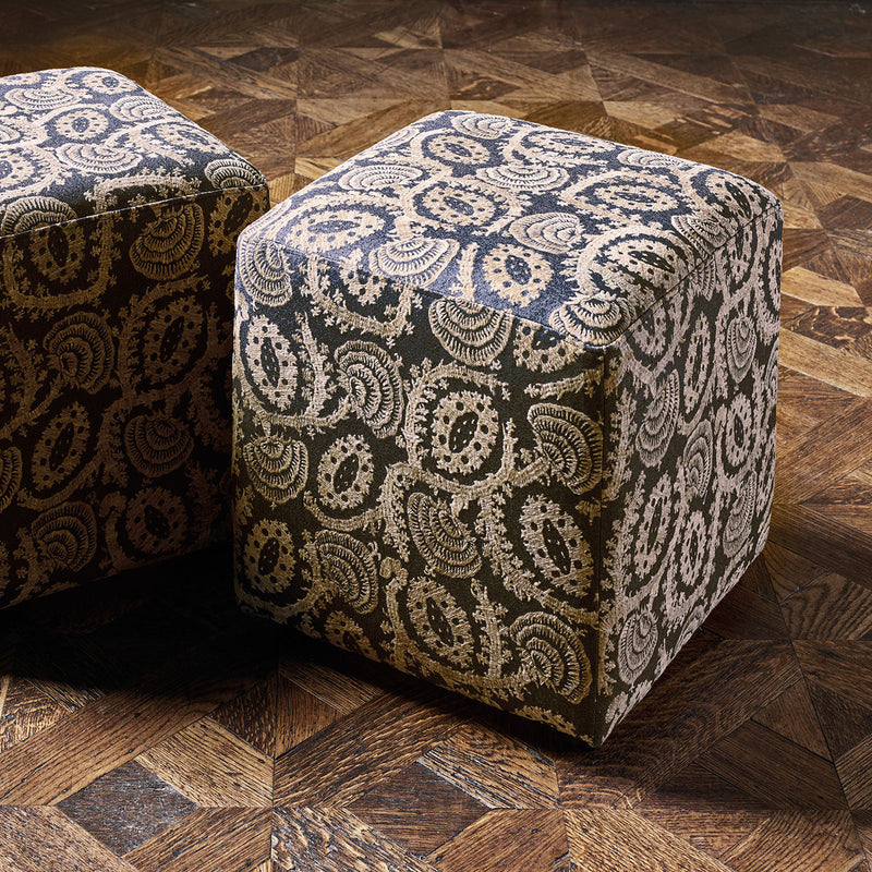 322979 Suzani Embroidery Darnley Antique Gold/Vine Black Fabric by Zoffany