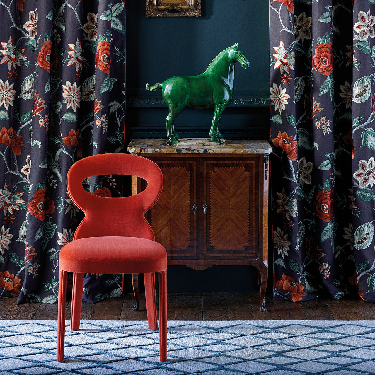 332982 Anjolie De Novo Darnley Amber/Ink Fabric by Zoffany