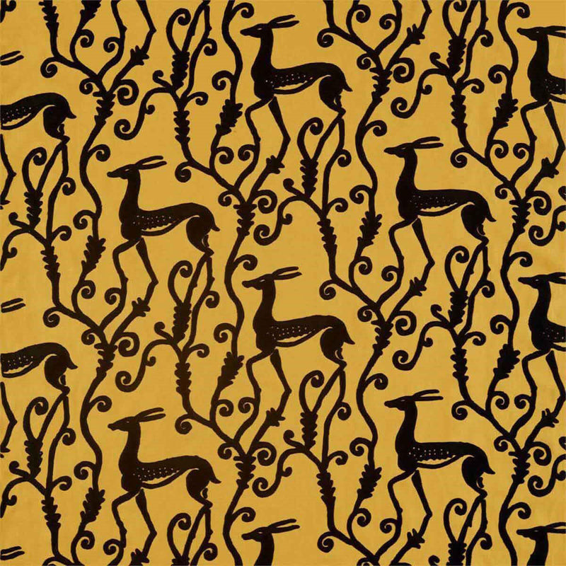 333017 Deco Deer Icons Tiger's Eye/Vine Black Fabric by Zoffany