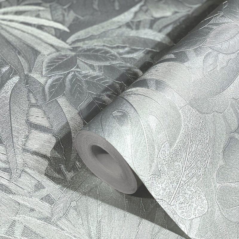 33301 Metallic Jungle Leaves The New Design Book Silver Wallpaper By Galerie