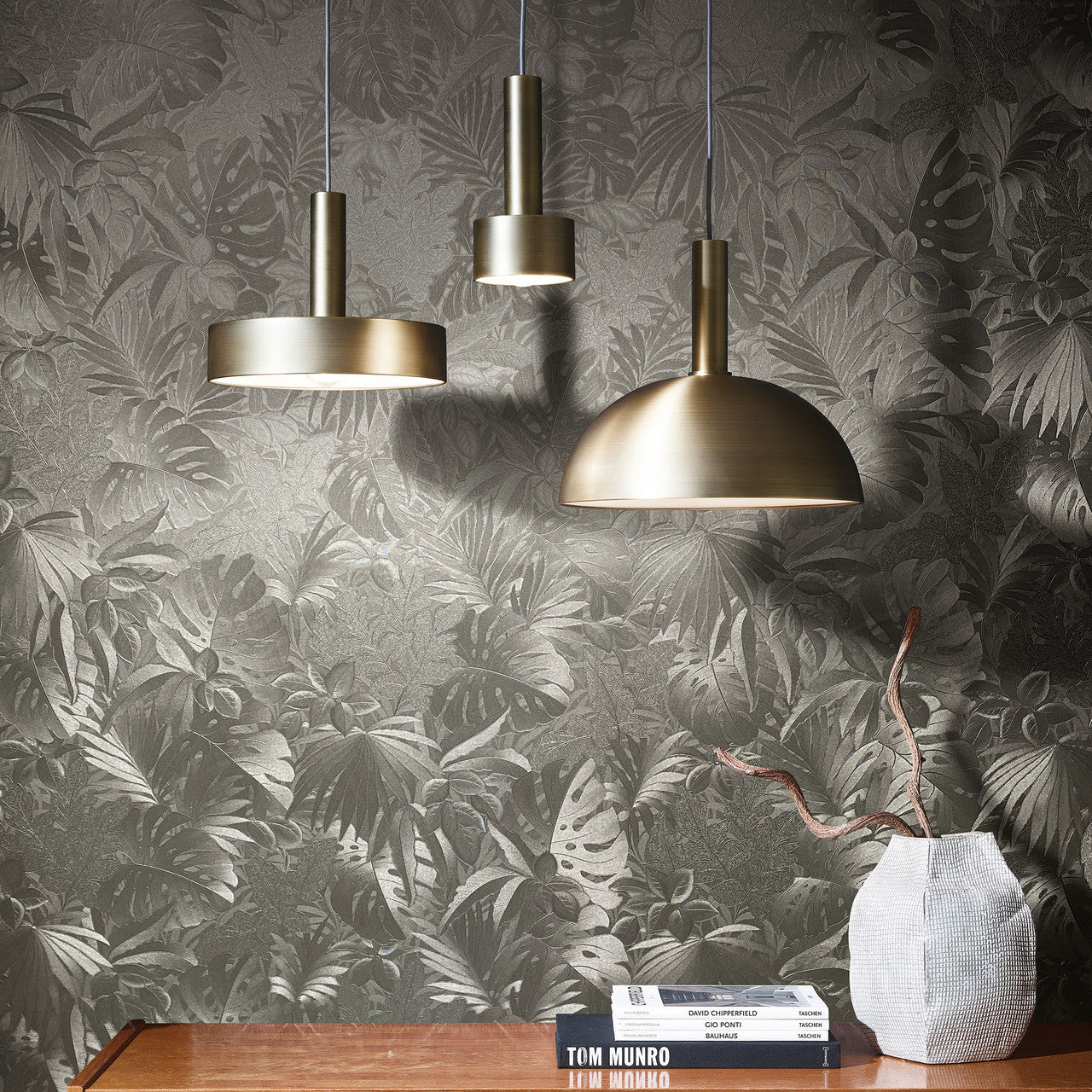 33302 Metallic Jungle Leaves The New Design Book Platinum Wallpaper By Galerie