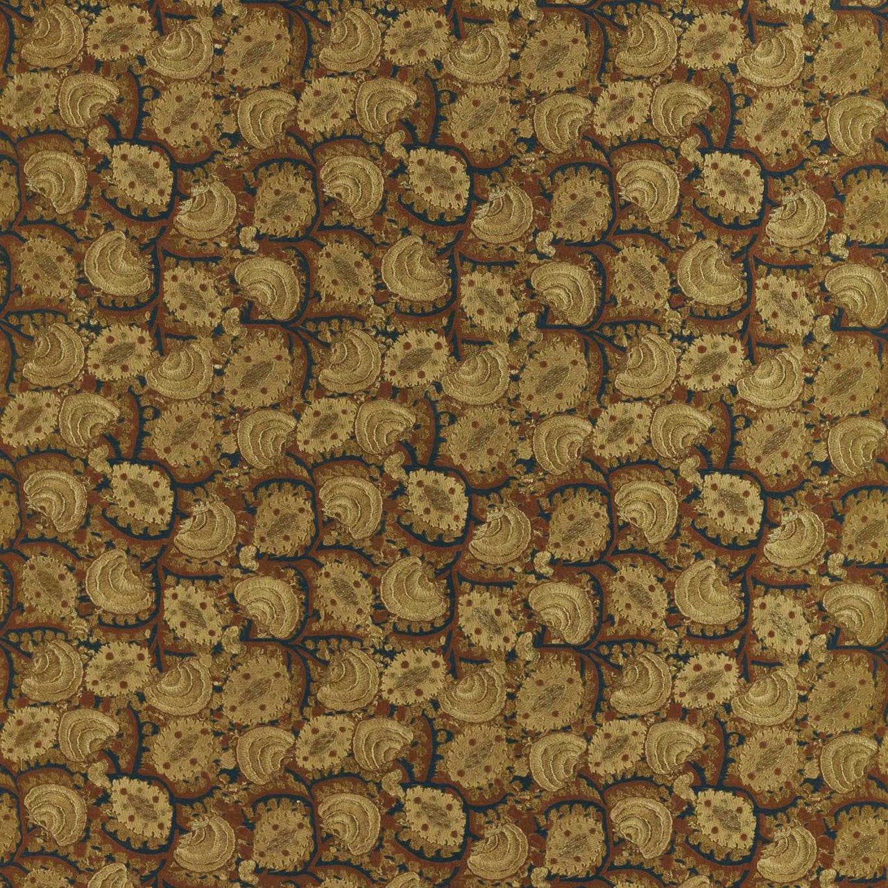 333086 Suzanni Archive Embroidery Rare Textiles Antique Gold/Ink Fabric by Zoffany