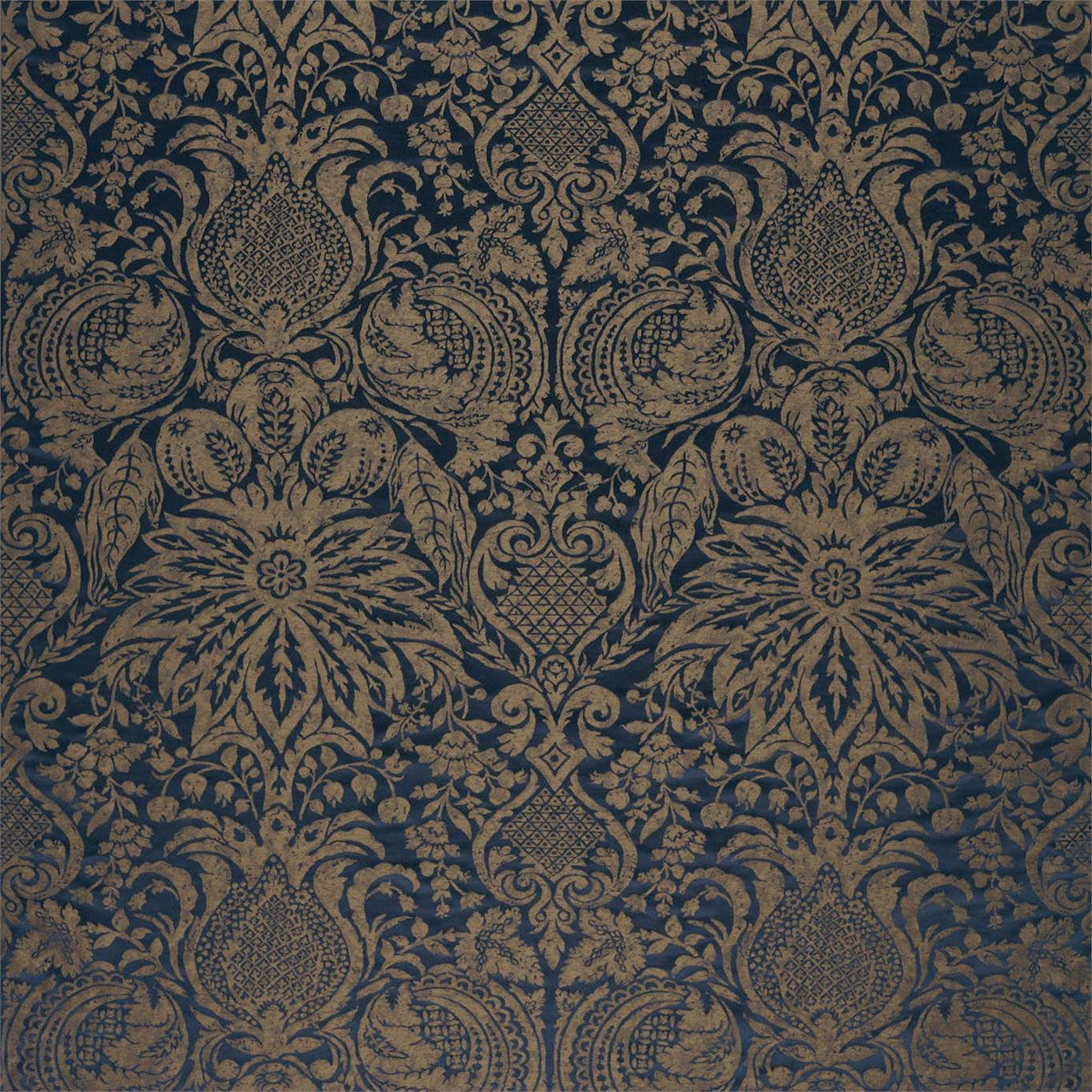 333100 Mitford Weave Damask Prussian Copper Fabric by Zoffany