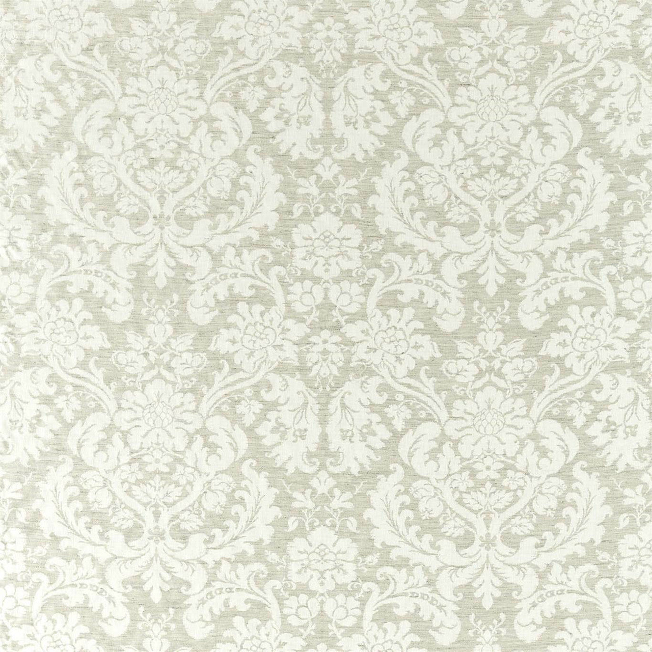 333102 Tours Weave Damask Platinum White Fabric by Zoffany