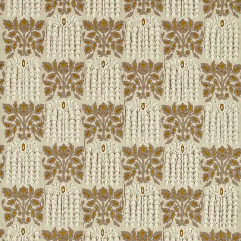 333233 Nirvani Embroidery Kensington Walk Antique Gold Fabric by Zoffany