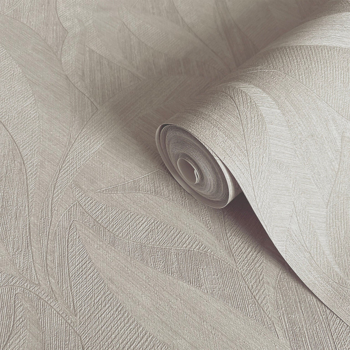 Langdale Allover Leaf Light Beige Wallpaper by Belgravia | 33326
