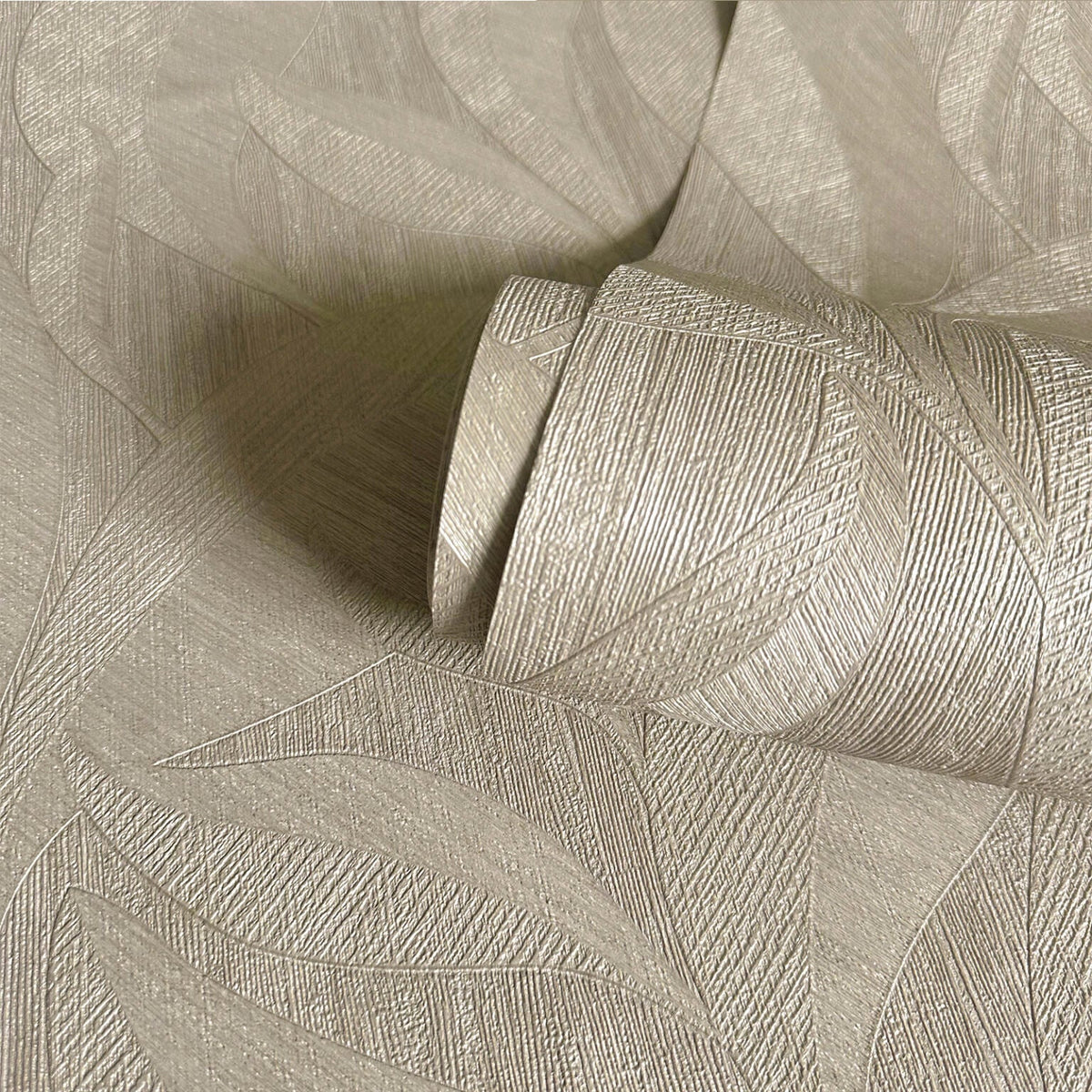 Langdale Allover Leaf Beige Wallpaper by Belgravia | 33327