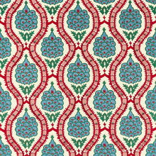 333294 Anar Trellis Cotswolds Manor Serpentine and Crimson Fabric by Zoffany