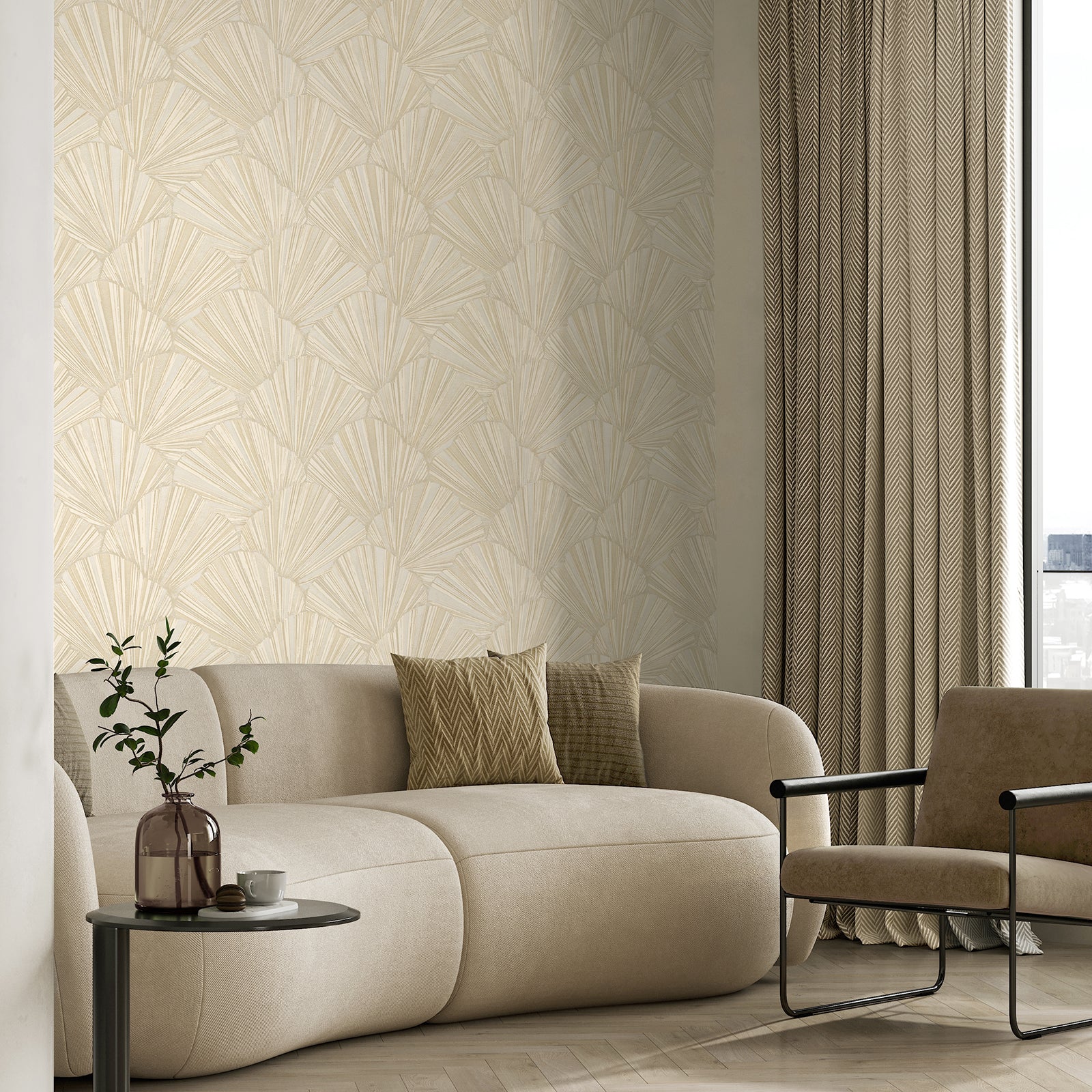 GB 33337 Allegra Geometric Cream Wallpaper by Belgravia