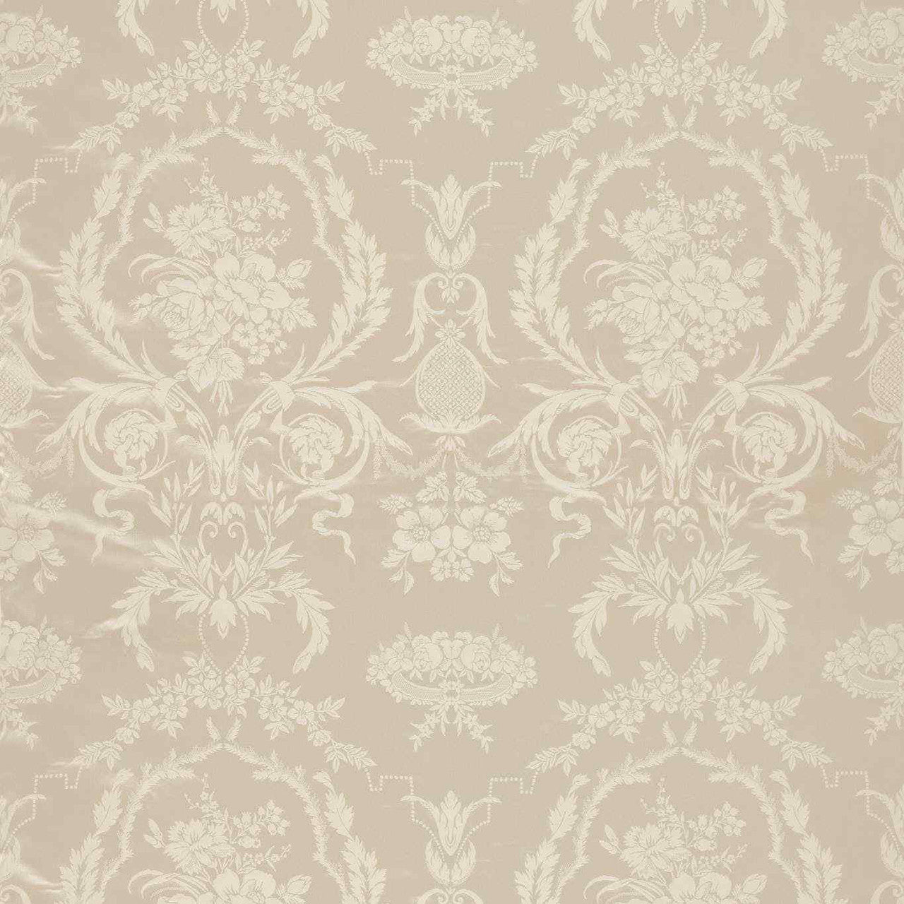 333385 Arabesque Silk Suffolk Damasks and Stripes Warm White Fabric by Zoffany