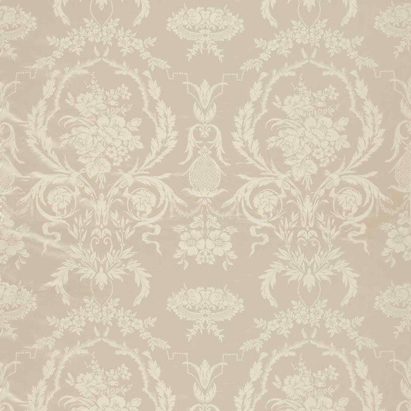 333385 Arabesque Silk Suffolk Damasks and Stripes Warm White Fabric by Zoffany