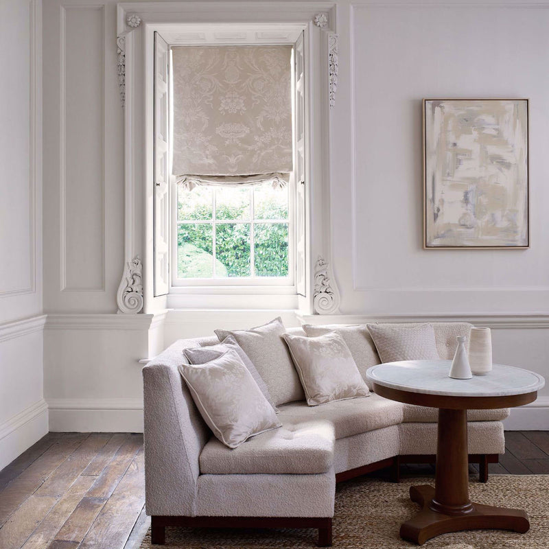 333385 Arabesque Silk Suffolk Damasks and Stripes Warm White Fabric by Zoffany