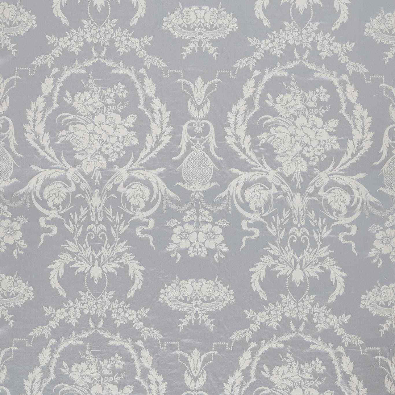 333386 Arabesque Silk Suffolk Damasks and Stripes Quartz Grey Fabric by Zoffany