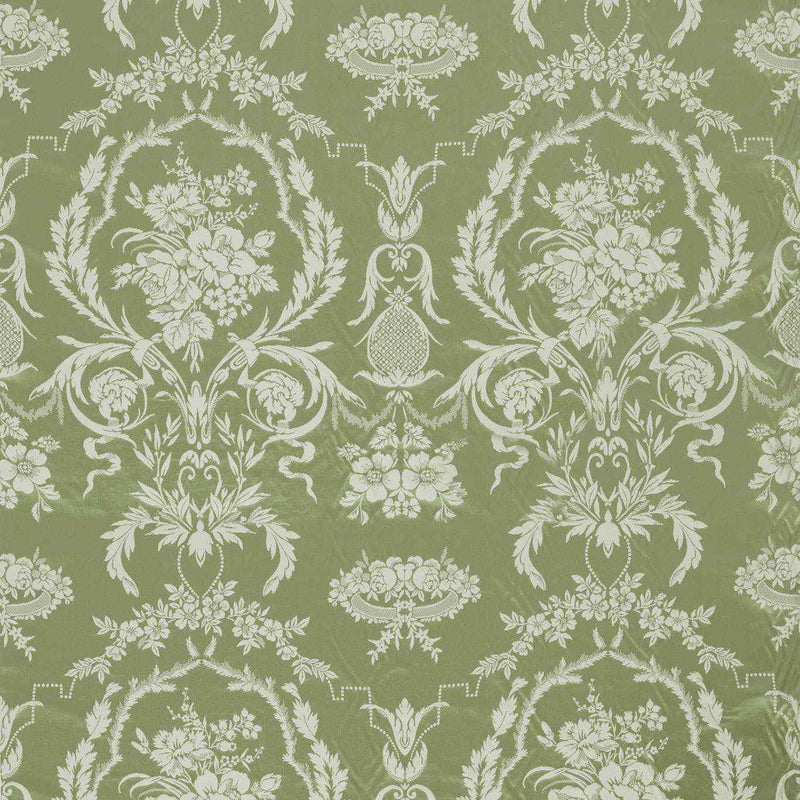 333387 Arabesque Silk Suffolk Damasks and Stripes Pale Olive Fabric by Zoffany