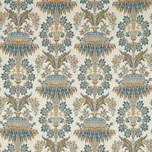 333389 Long Gallery Brocade Suffolk Damasks and Stripes Teal/Gold Fabric by Zoffany