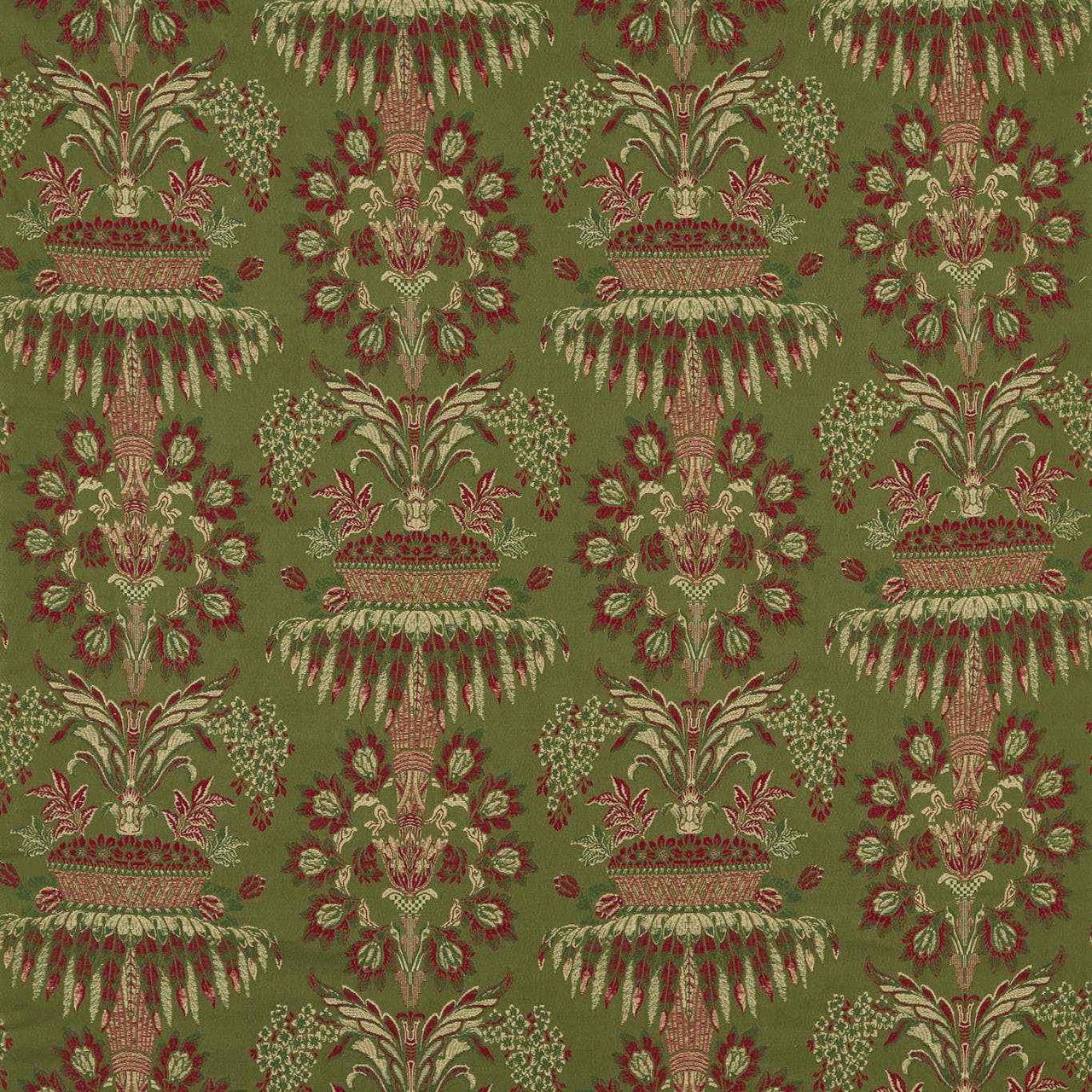 333390 Long Gallery Brocade Suffolk Damasks and Stripes Olivine/Russet Fabric by Zoffany
