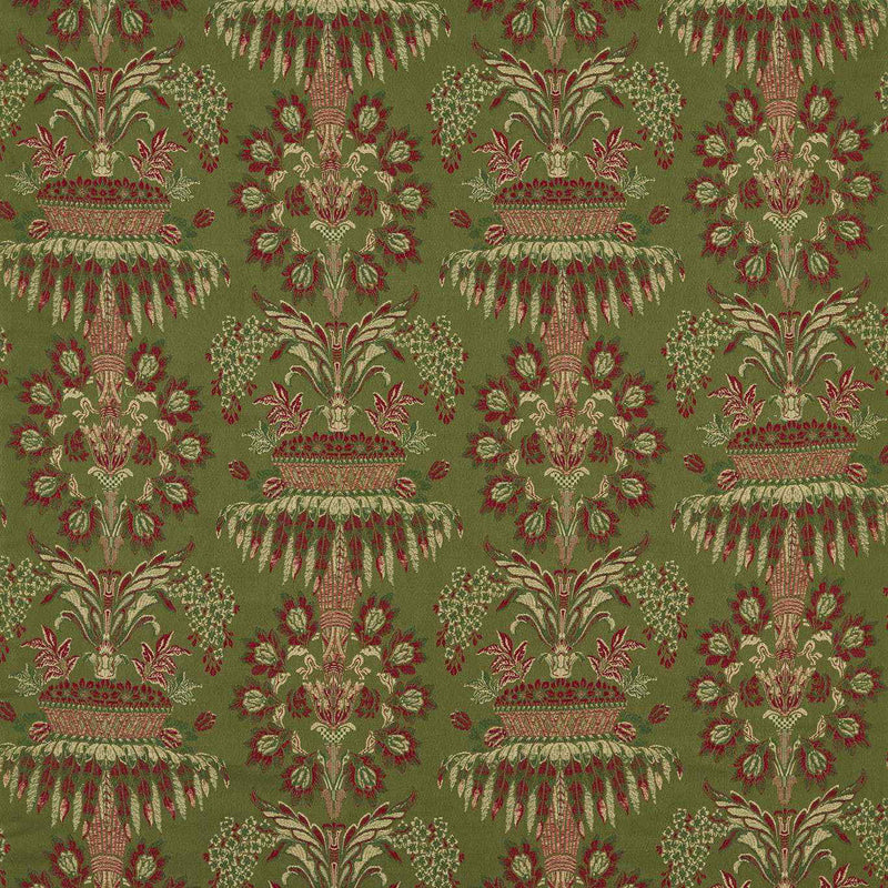 333390 Long Gallery Brocade Suffolk Damasks and Stripes Olivine/Russet Fabric by Zoffany