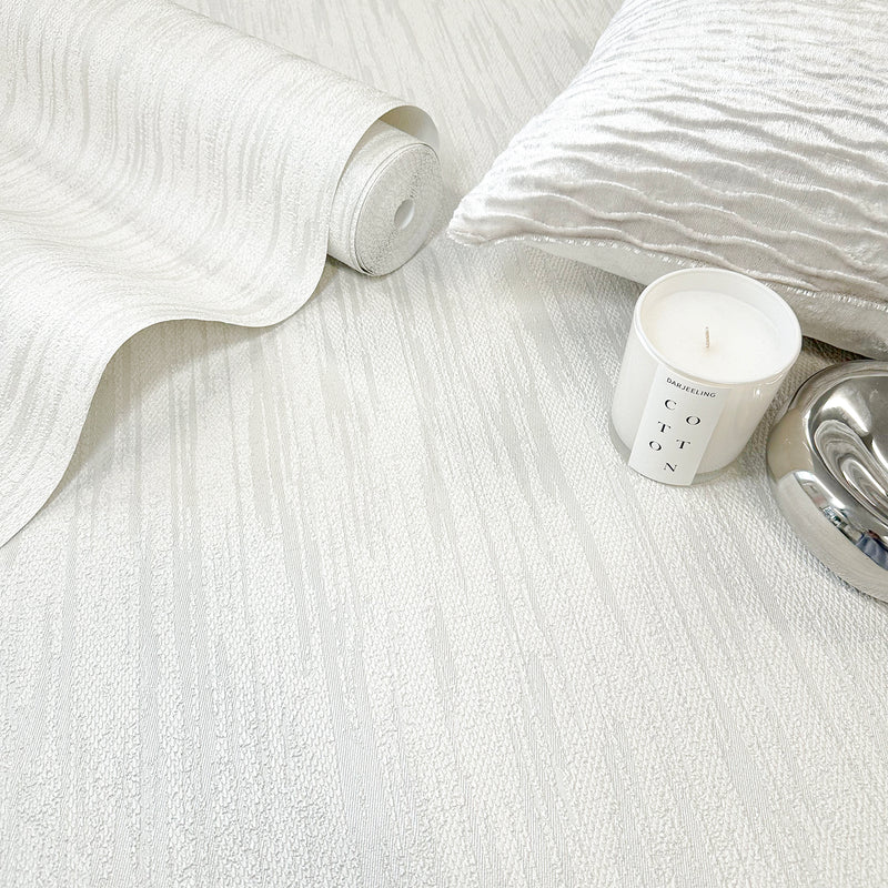 GB 33339 Allegra Plain Texture White Wallpaper by Belgravia