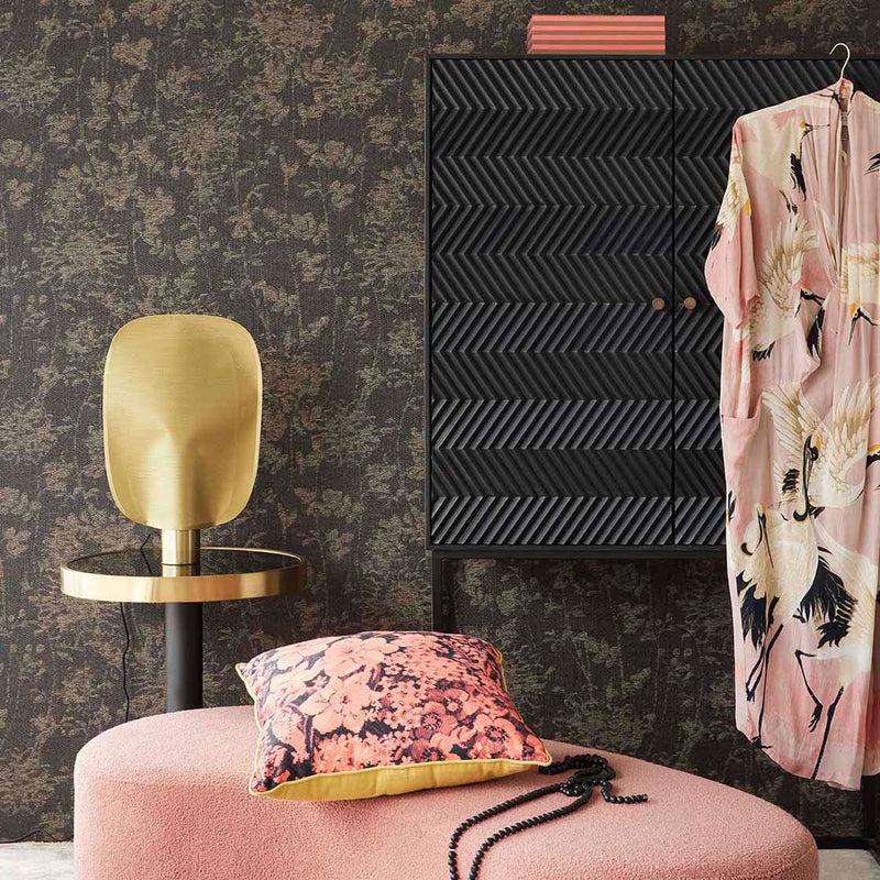 333424 Floral Mist Emerald Brown, Taupe and Black Wallpaper by Eijffinger