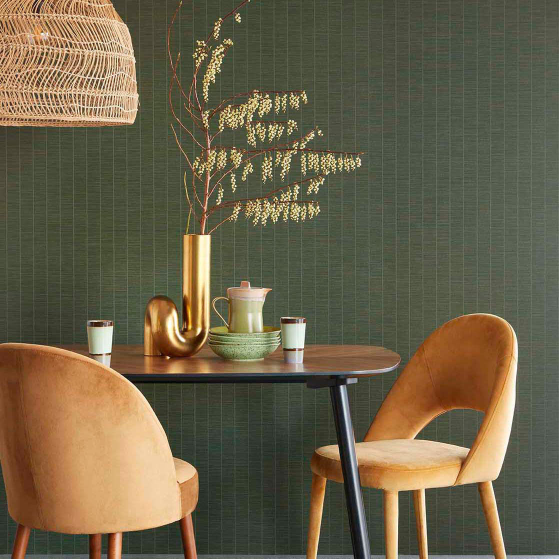 333436 Rustic Stripe Emerald Dark Green Wallpaper by Eijffinger