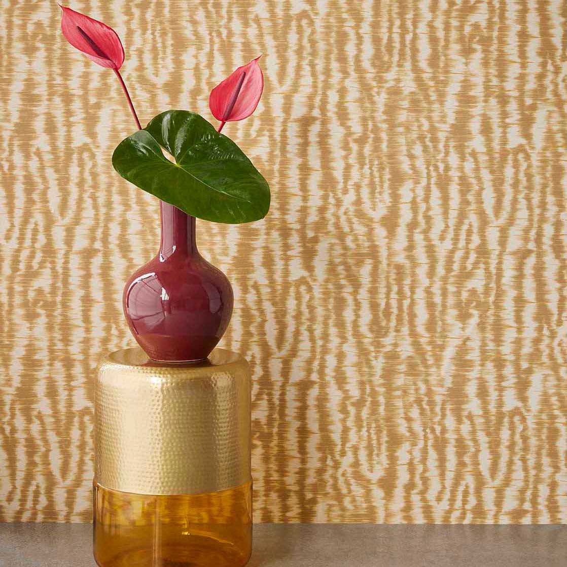 333441 Liquid Wave Emerald Yellow and Ochre Wallpaper by Eijffinger