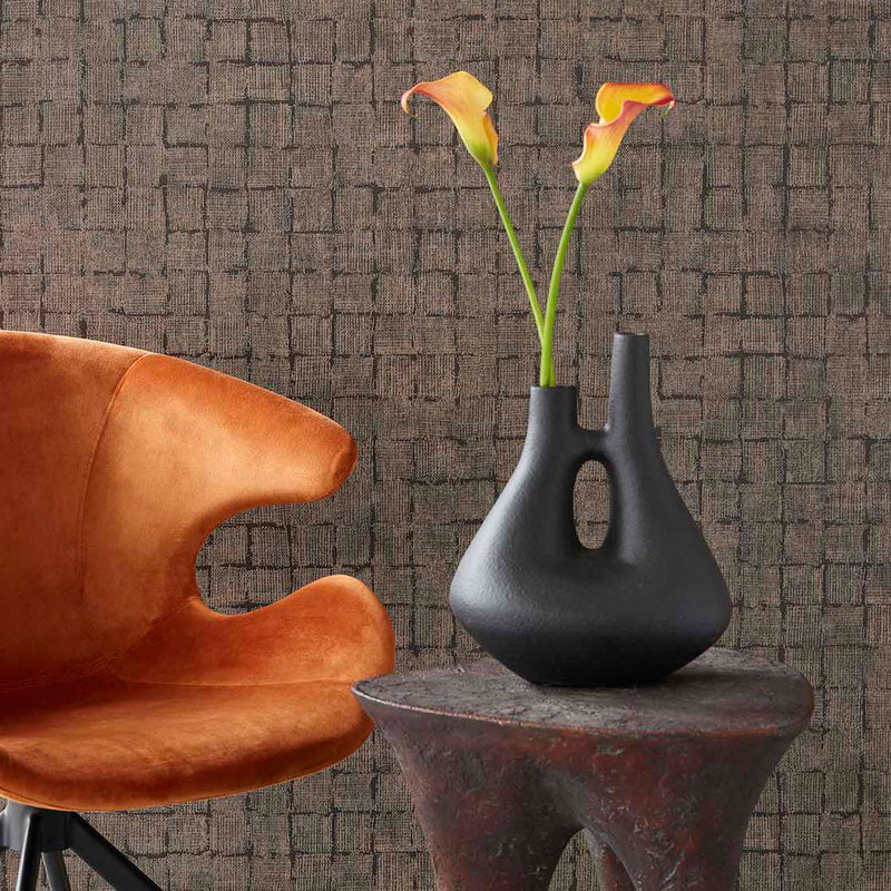 333458 Rustic Check Emerald Brown and Taupe Wallpaper by Eijffinger