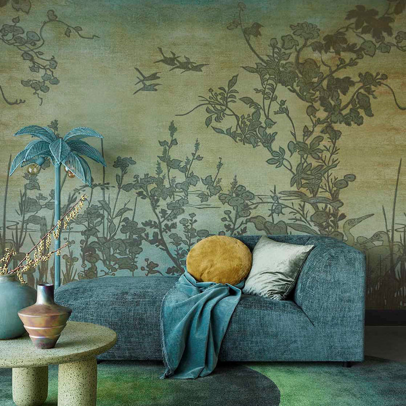 333471 Botanical Oasis Emerald Blue Wallpaper by Eijffinger