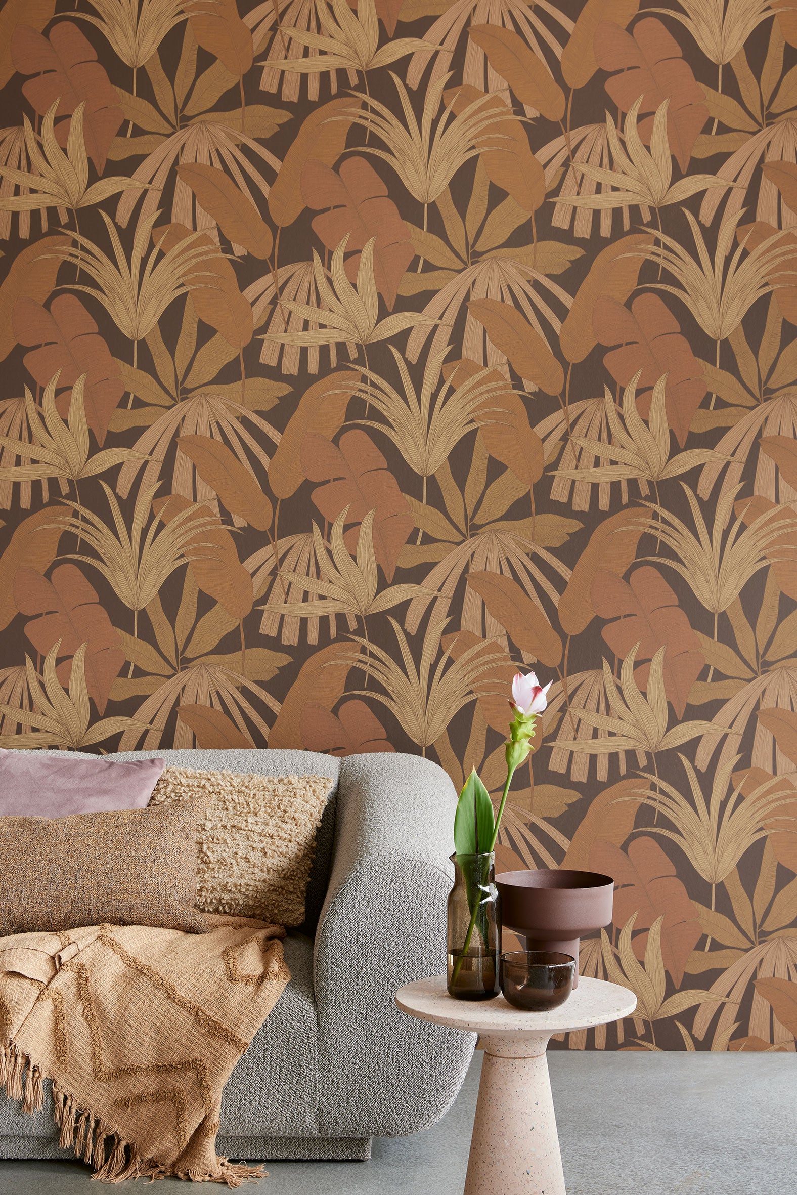 333501 Tropical Palm Taupe Festival Wallpaper by Eijffinger