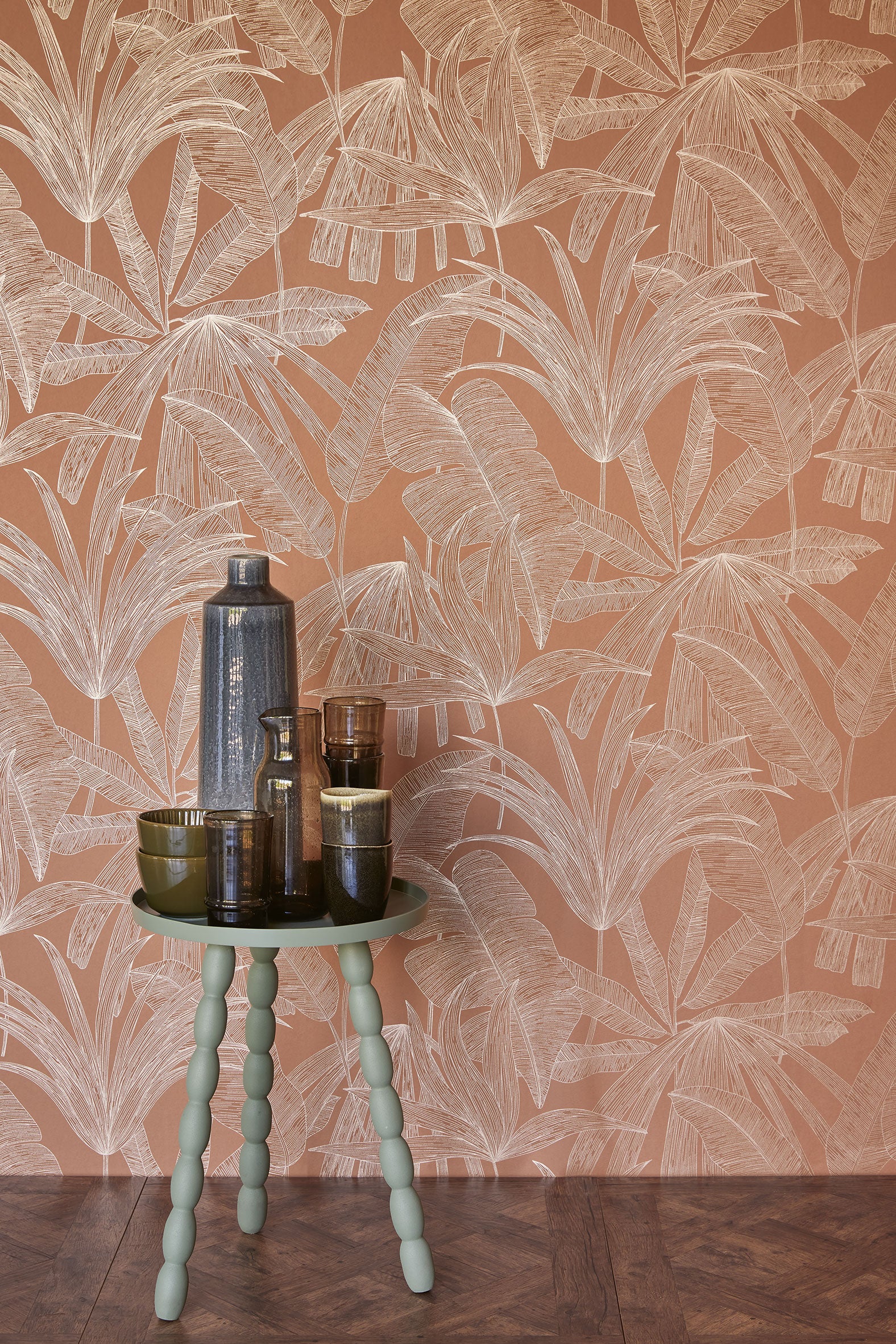 333516 Tropical Leaf Terracotta Festival Wallpaper by Eijffinger