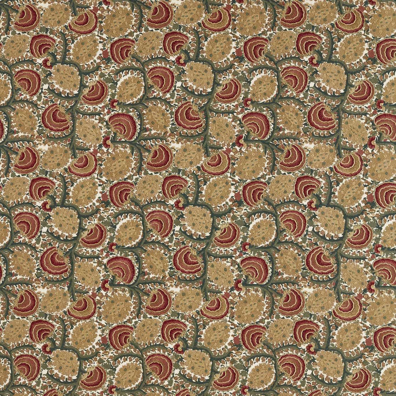 333536 Suzani Archive Embroidery Rare Textiles Russet/Sage Green Fabric by Zoffany