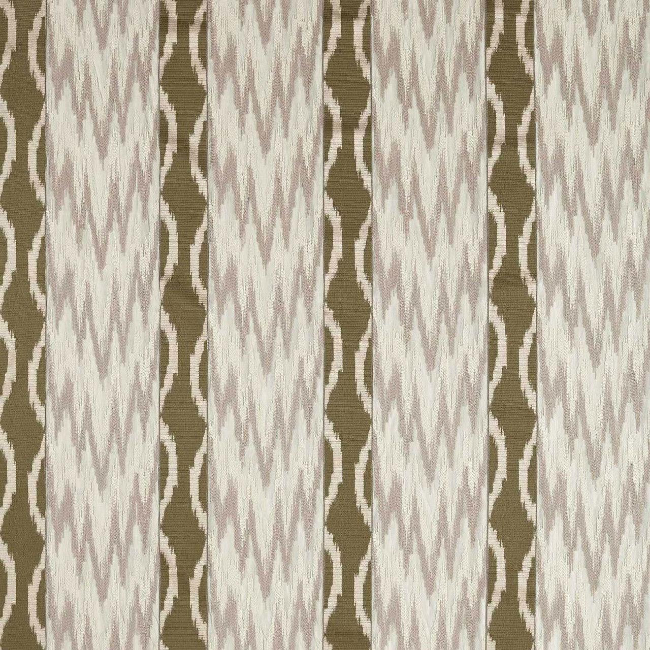 333545 Embroidered Ikat Stripe Rare Textiles Green Stone Fabric by Zoffany