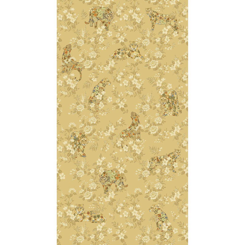 333550 Floral Felines Ochre Festival Mural by Eijffinger