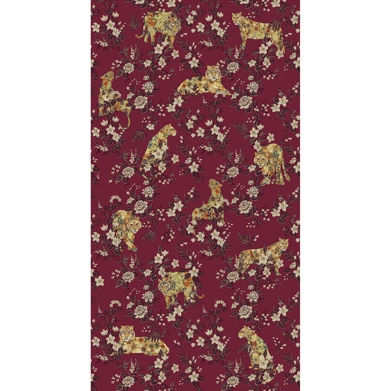 333551 Floral Felines Red Festival Mural by Eijffinger