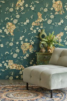 333553 Floral Felines Green Festival Mural by Eijffinger