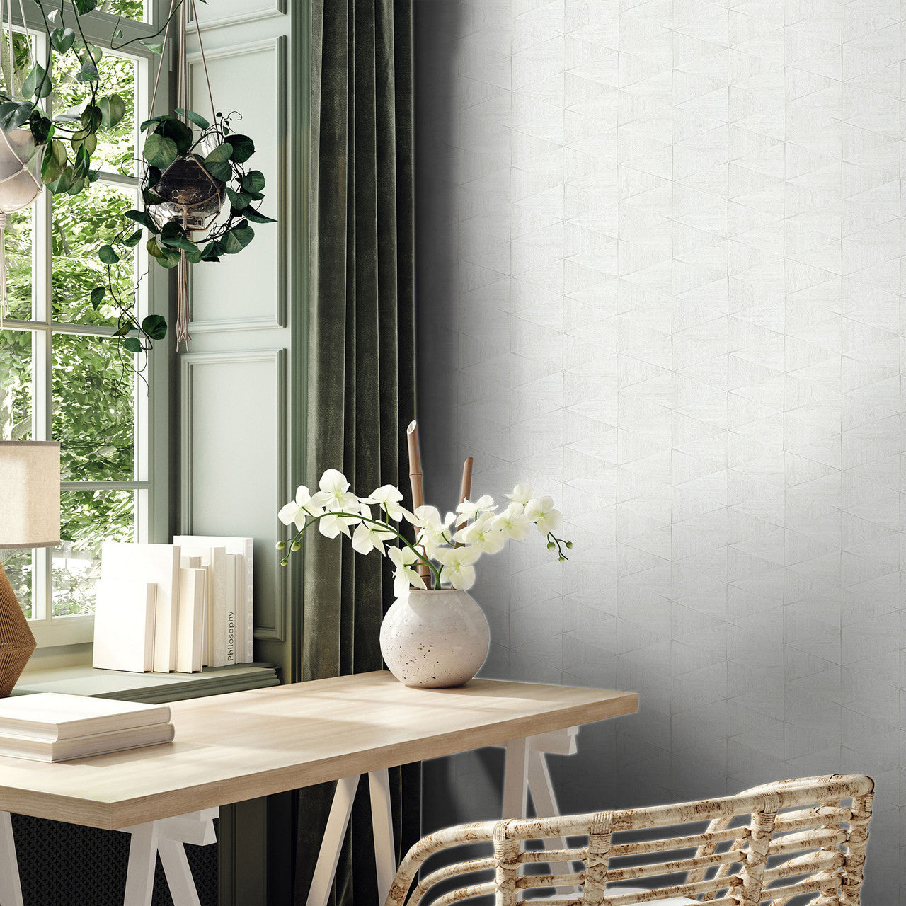 33356 The Woods and Wicker White Wallpaper By Galerie