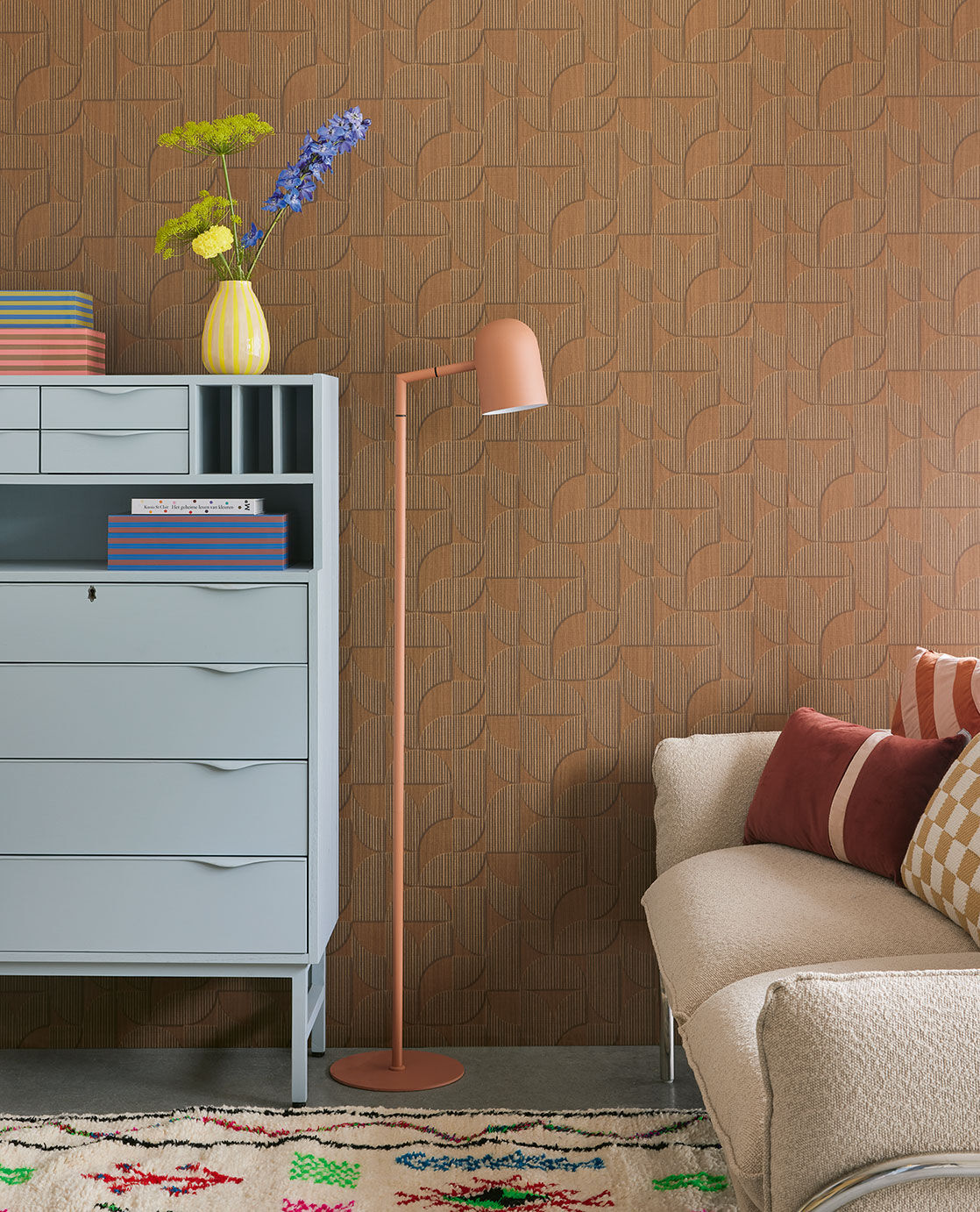 333602 Striped Arches Chestnut Wallpaper by Eijffinger
