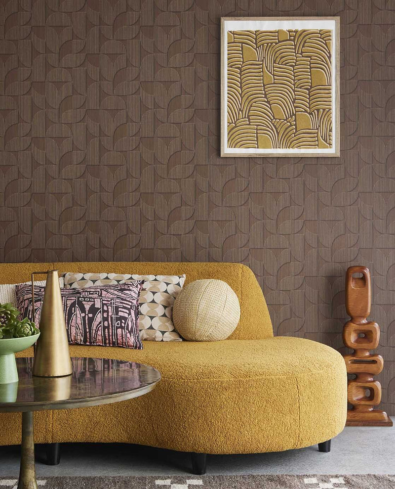 333603 Striped Arches Chocolate Wallpaper by Eijffinger